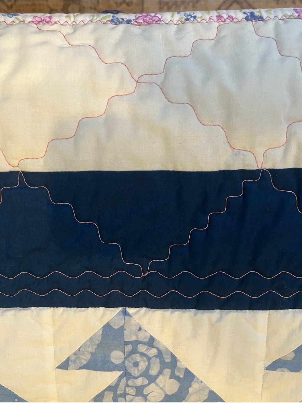 Light Blue and White Quilted Bed Throw - Classic Pattern - 50x70 - Picture 8 of 10